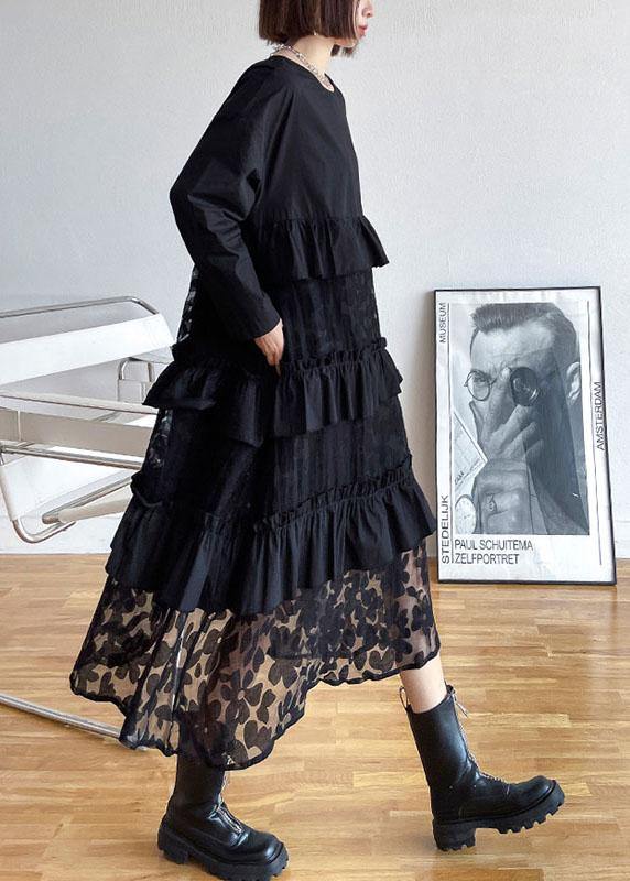 BOHEMIAN BLACK RUFFLES  FALL LACE DRESS