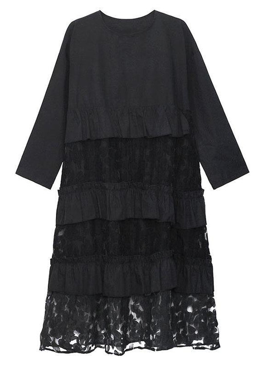 BOHEMIAN BLACK RUFFLES  FALL LACE DRESS